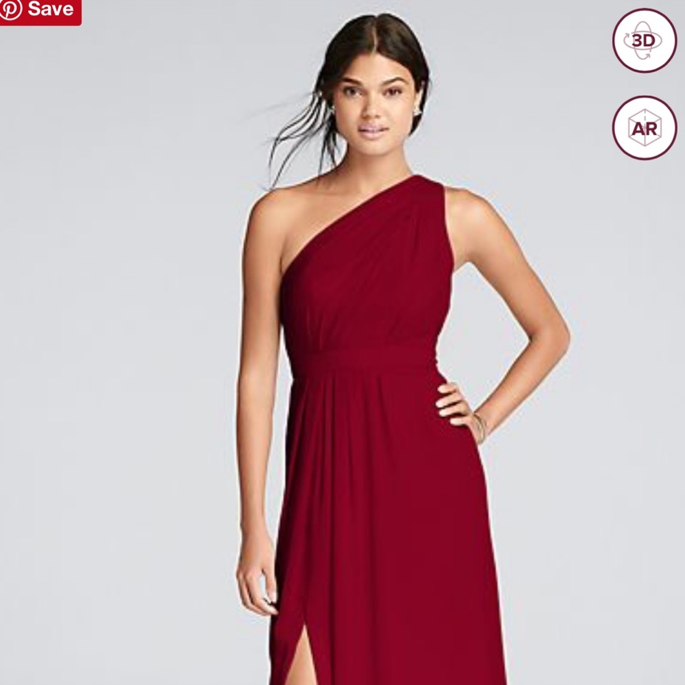 Davids bridal one shoulder long chiffon dress